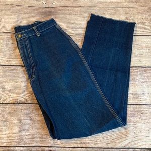 Dark wash 80s jeans Frayed Hem High Rise
